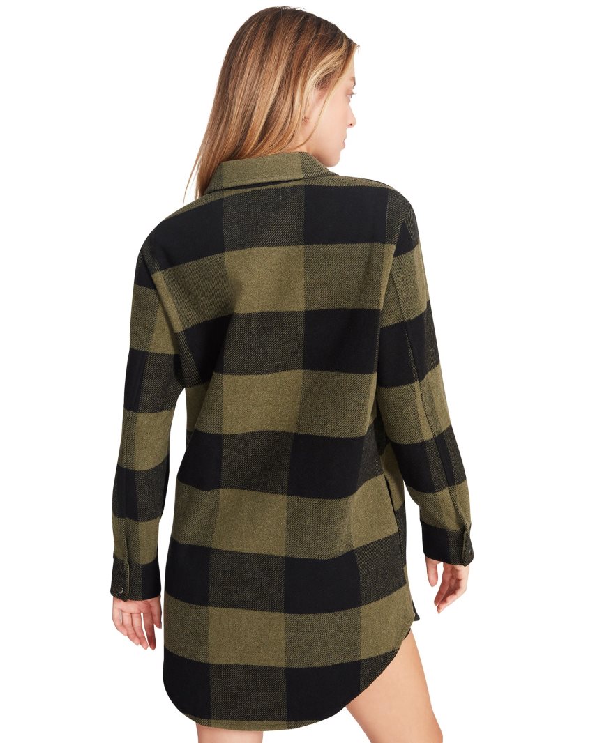 Abrigos Steve Madden Eldridge Plaid Mujer Verde Oliva Negras | ES YF42S6